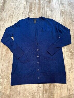 Only Mine XL Blue Merino Wool Blend Cardigan Quiet Luxury